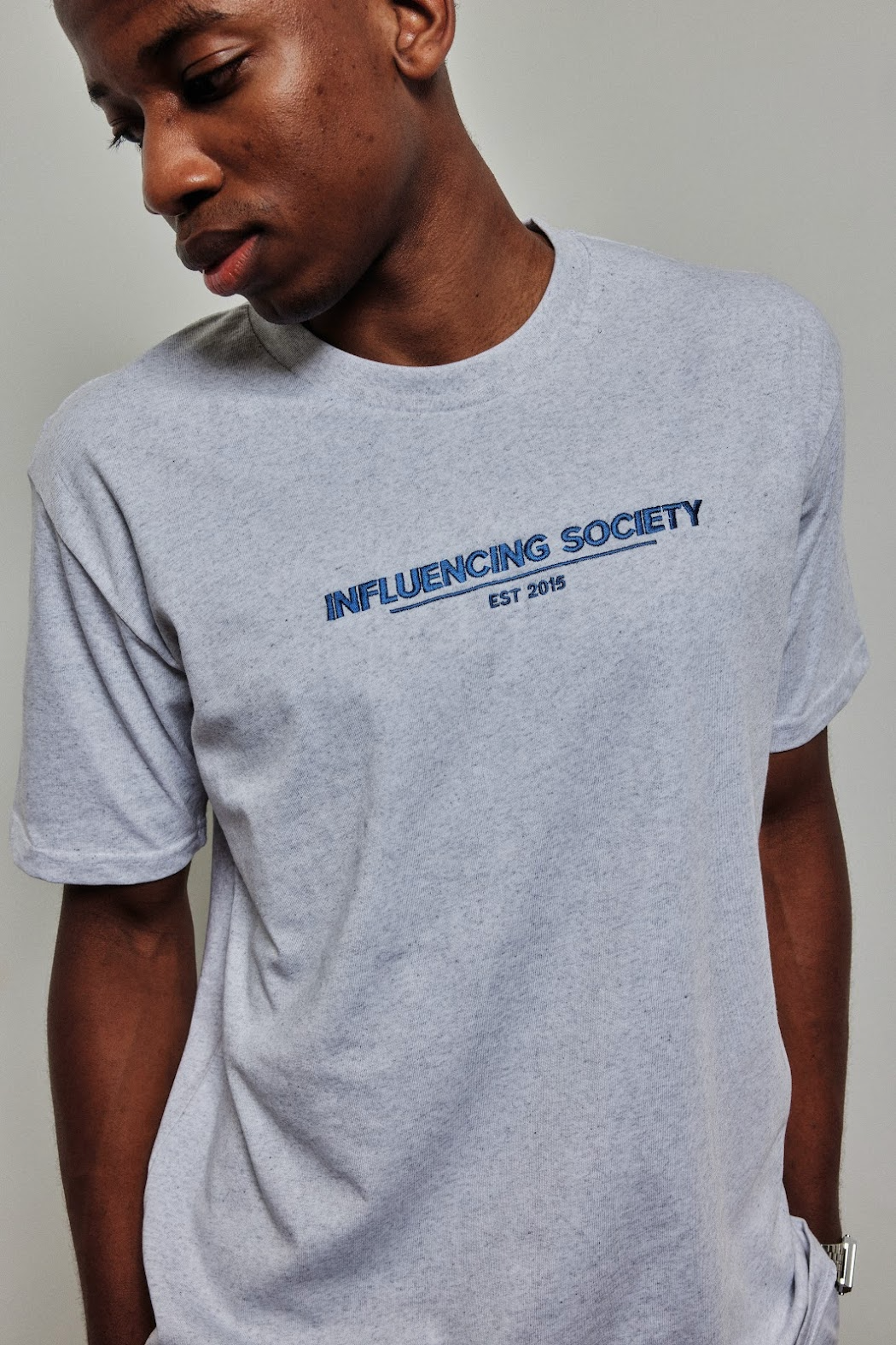 Influencing Society Label T-Shirt (White Marle)