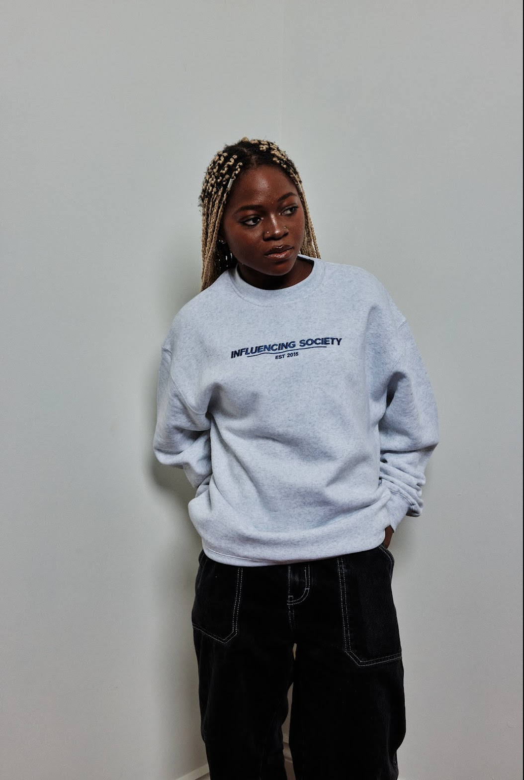 Influencing Society Crew Neck (White Marle)